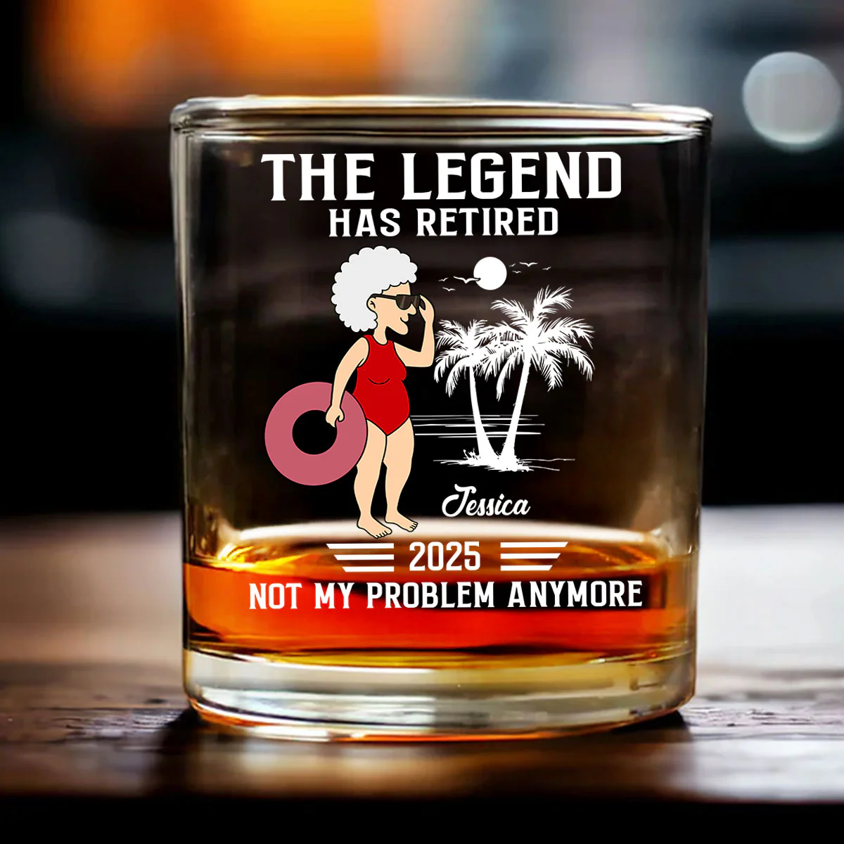 Every Sip Tastes Not My Problem Personalized Wine Glass, Funny Retirement Gift - Image 2