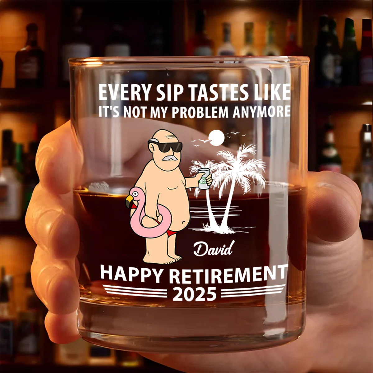 Every Sip Tastes Not My Problem Personalized Wine Glass, Funny Retirement Gift - Image 7