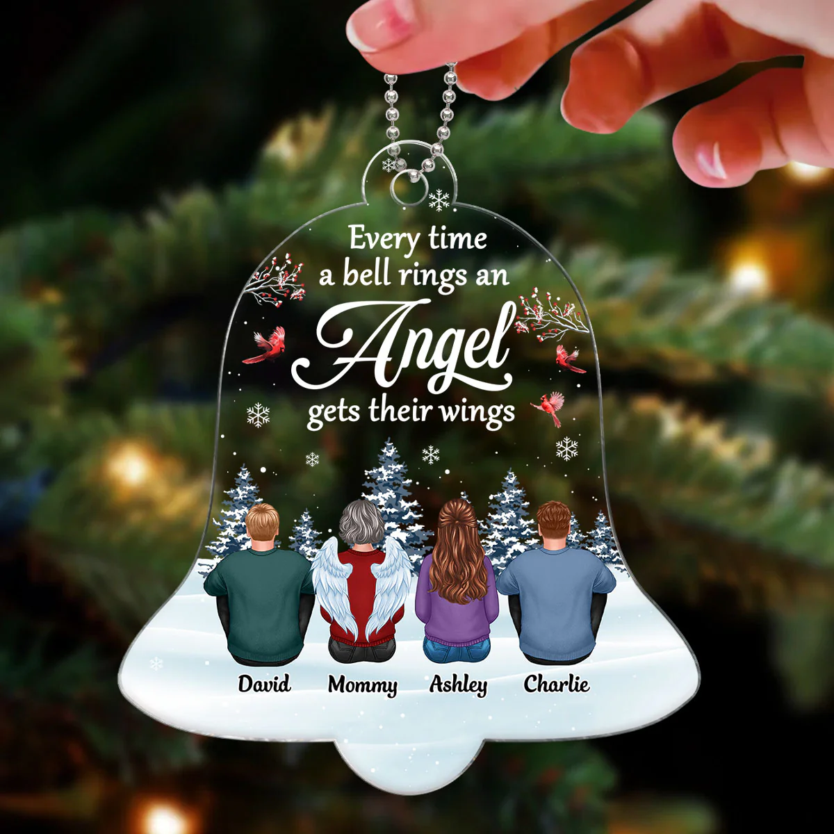 Every Time A Bell Rings Family Memorial Personalized Acrylic Ornament - Image 3