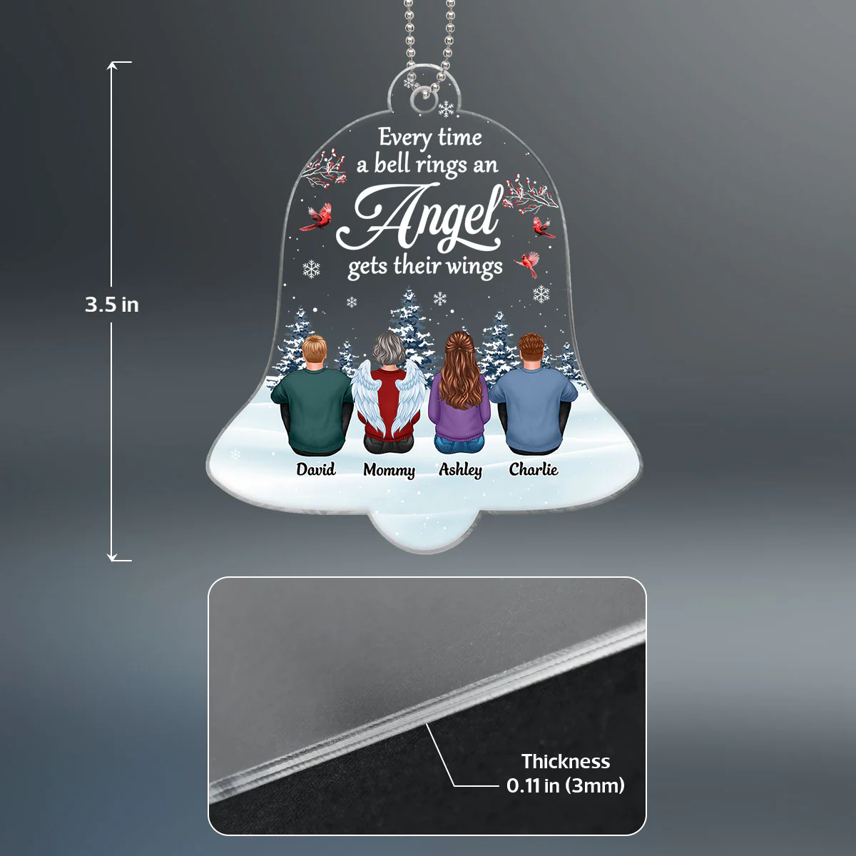 Every Time A Bell Rings Family Memorial Personalized Acrylic Ornament - Image 4