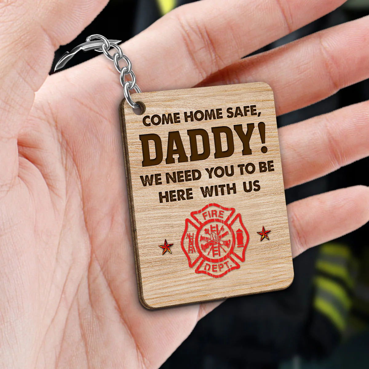 Everyday Hero Keychain, Celebrating the Best Dad Ever, Personalized Wooden Keychain - Image 2