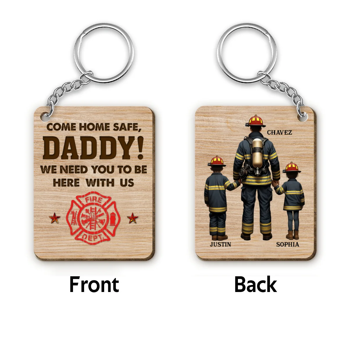 Everyday Hero Keychain, Celebrating the Best Dad Ever, Personalized Wooden Keychain - Image 5