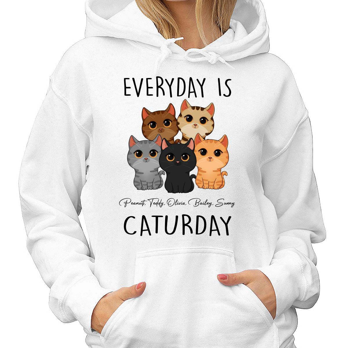 Everyday Is Caturday Cute Cats Vector Personalized Shirt - Image 4