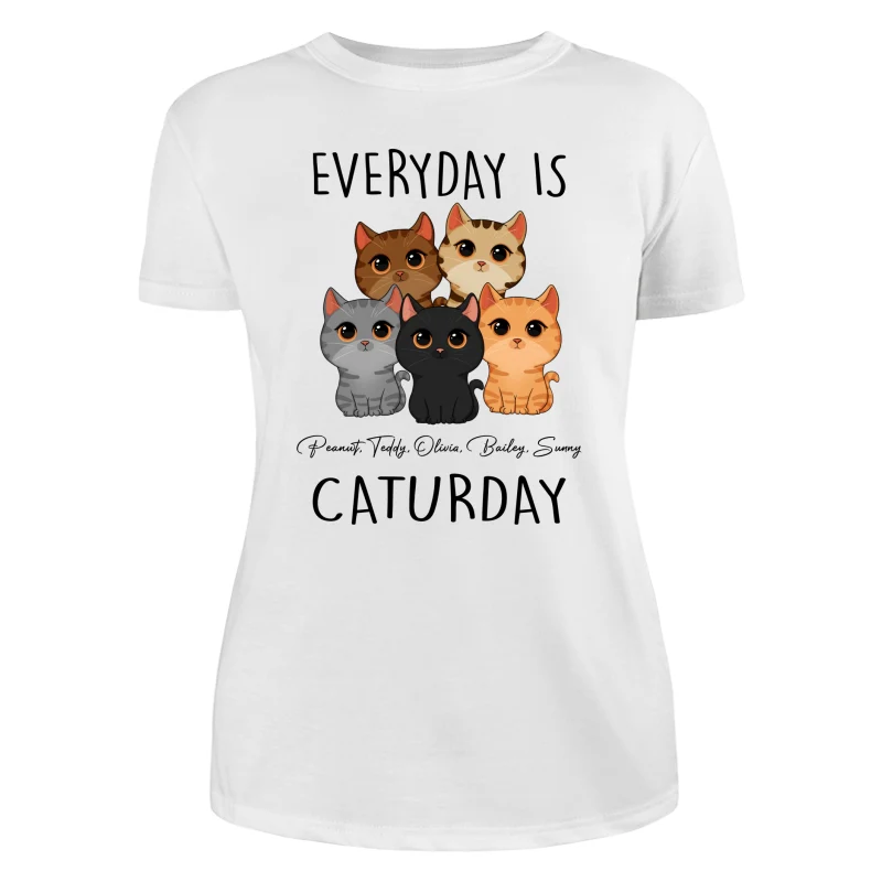 Everyday Is Caturday Cute Cats Vector Personalized Shirt - Image 9