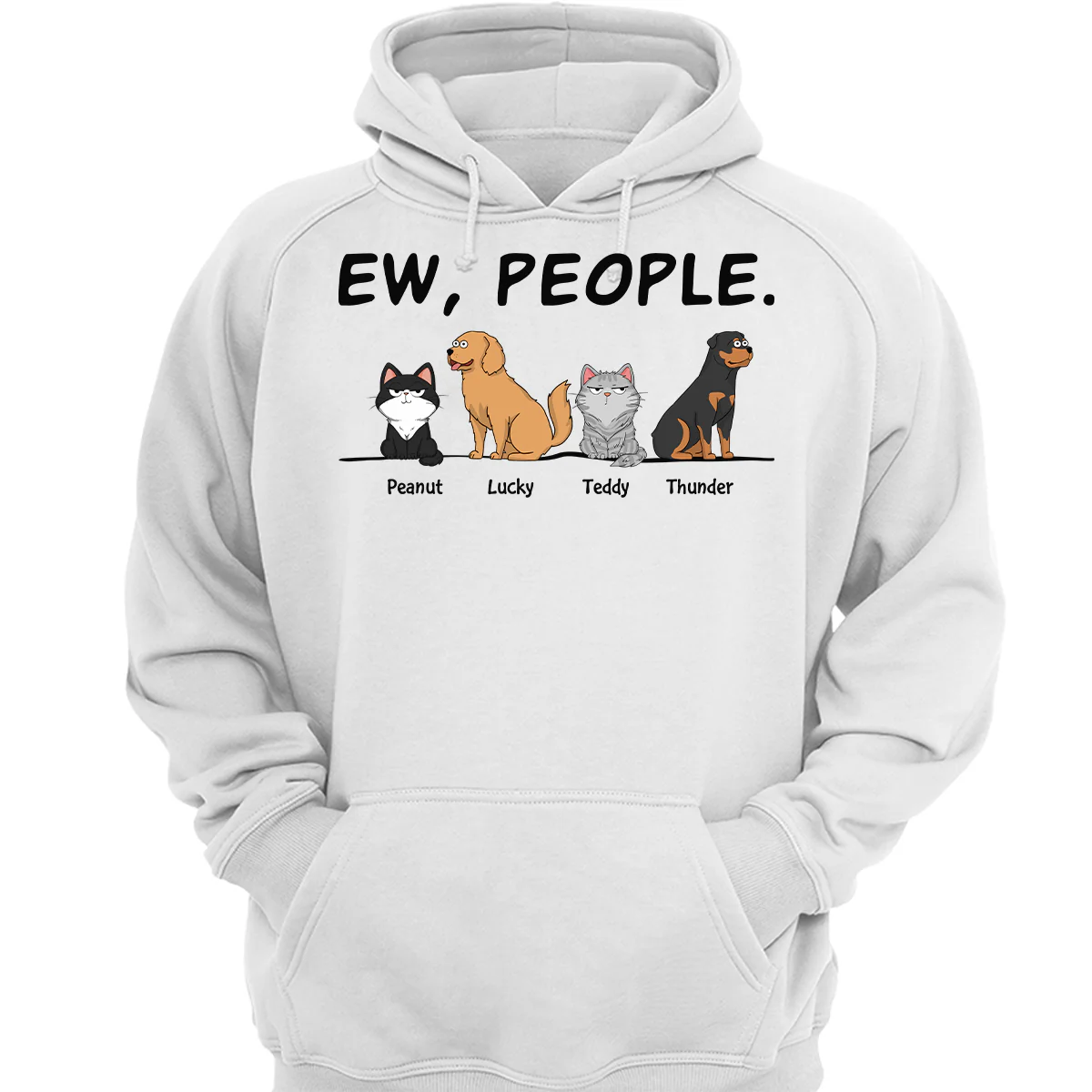 Ew People Funny Dogs Cats Cartoon Personalized Shirt - Image 3