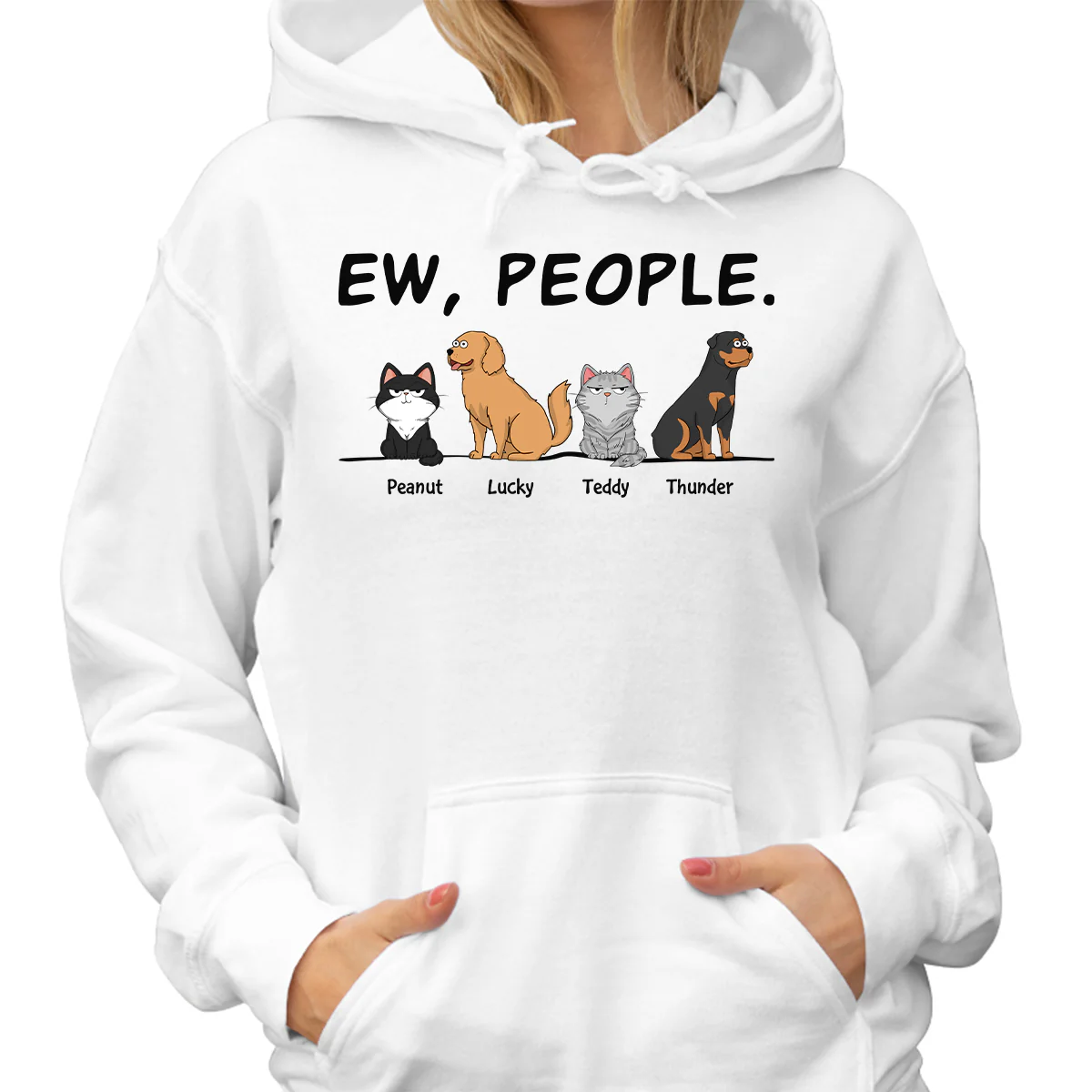 Ew People Funny Dogs Cats Cartoon Personalized Shirt - Image 4
