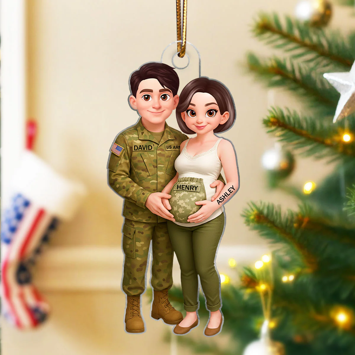 Expecting Army Parents - Personalized Acrylic Ornament - Special Gift for Expecting Parents, for Him, for Her - Image 3