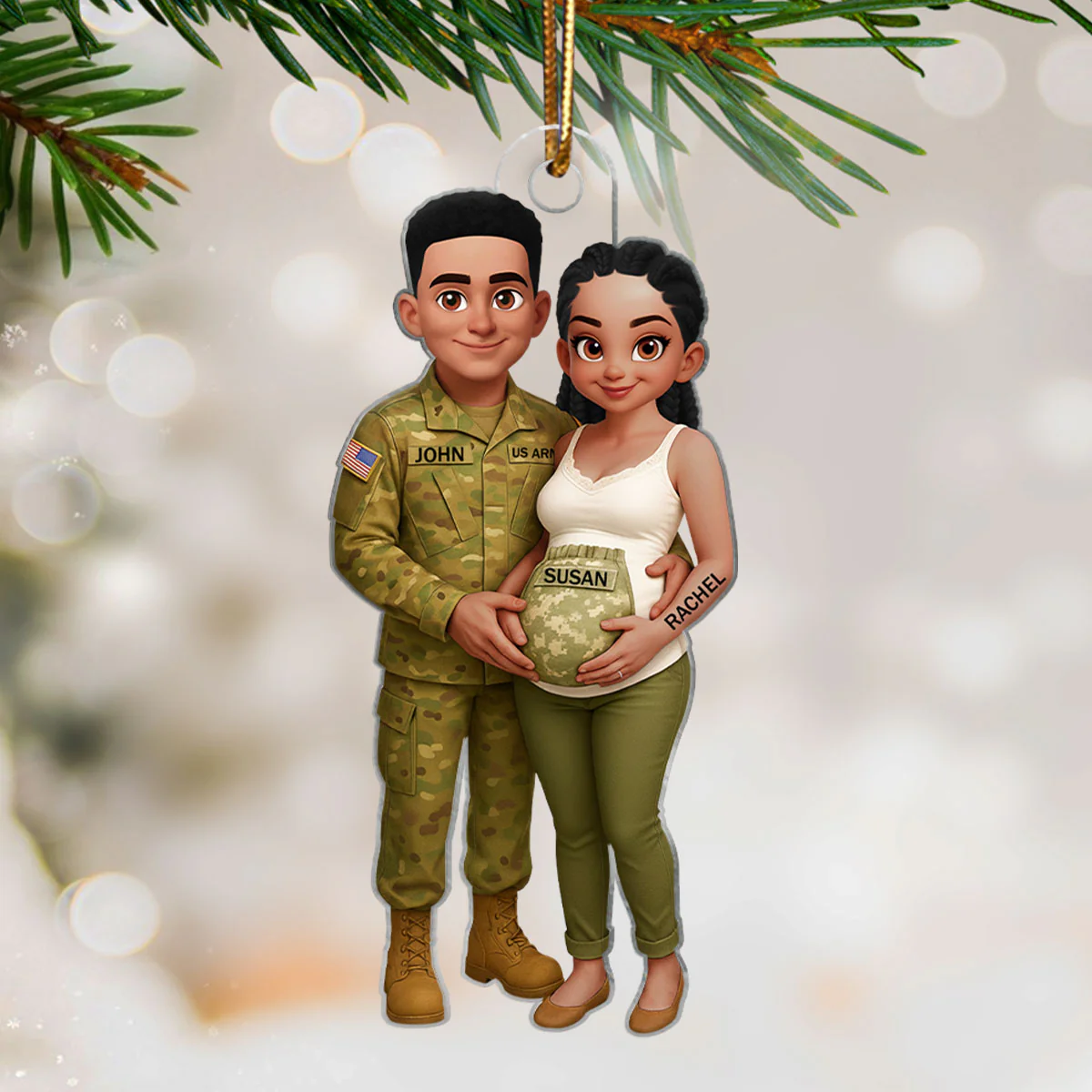 Expecting Army Parents - Personalized Acrylic Ornament - Special Gift for Expecting Parents, for Him, for Her - Image 5