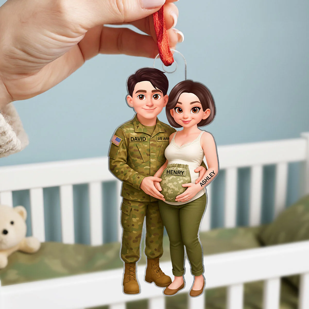 Expecting Army Parents - Personalized Acrylic Ornament - Special Gift for Expecting Parents, for Him, for Her - Image 6