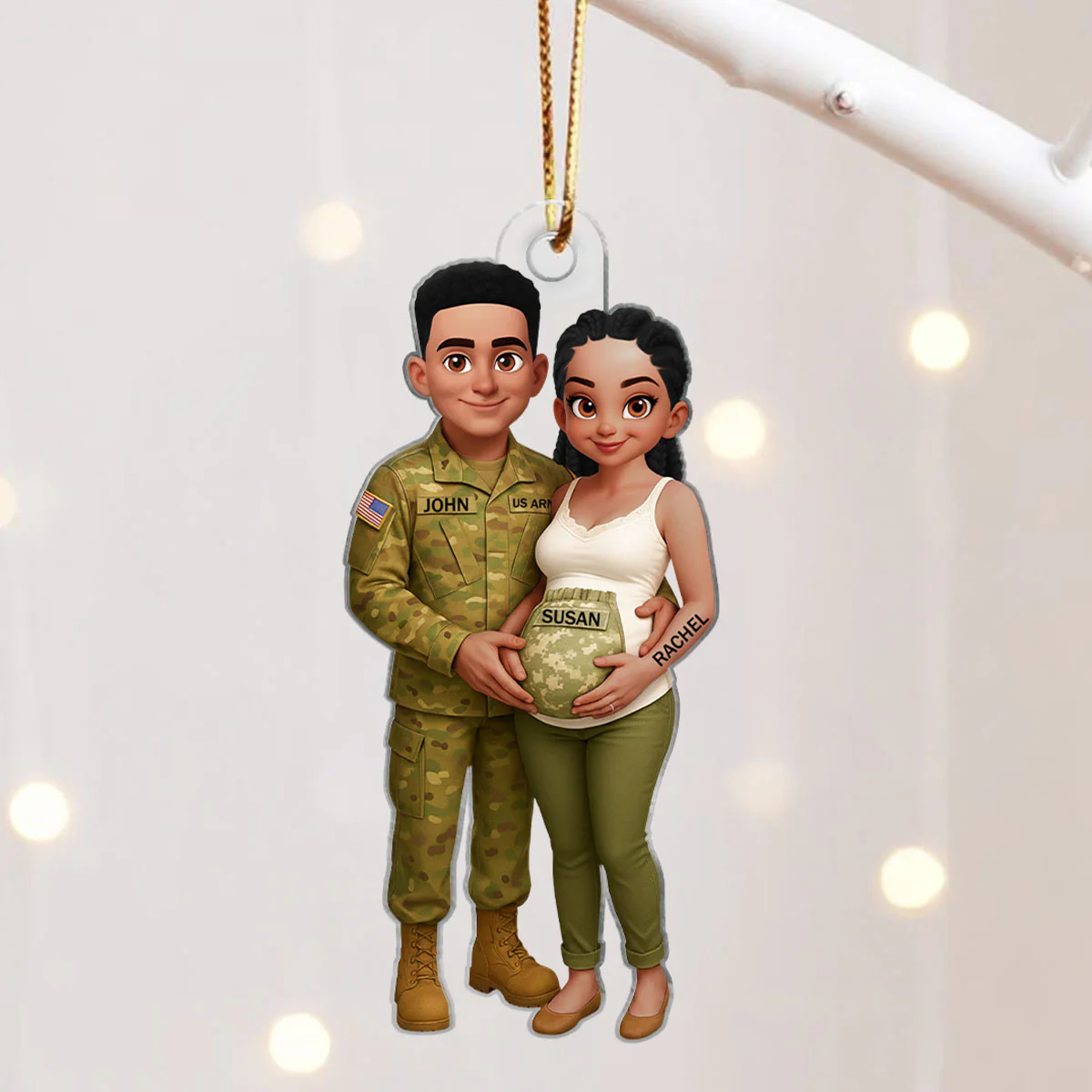 Expecting Army Parents - Personalized Acrylic Ornament - Special Gift for Expecting Parents, for Him, for Her - Image 7