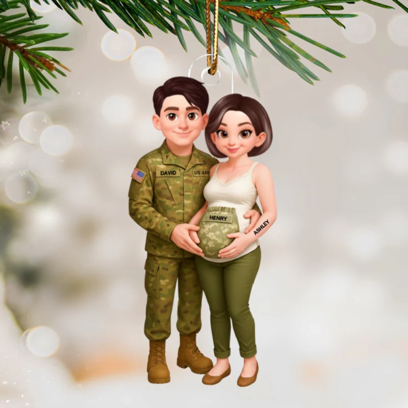 Expecting Army Parents - Personalized Acrylic Ornament - Special Gift for Expecting Parents, for Him, for Her - Image 9