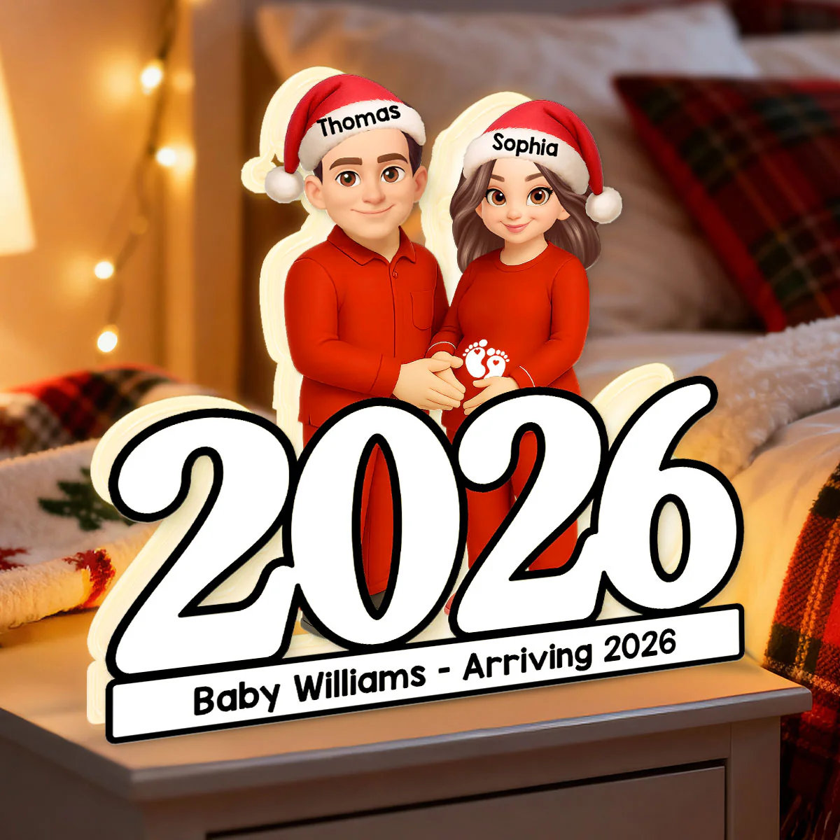 Expecting Parents Christmas Pregnancy Baby Arriving - Personalized Light Box - Image 4