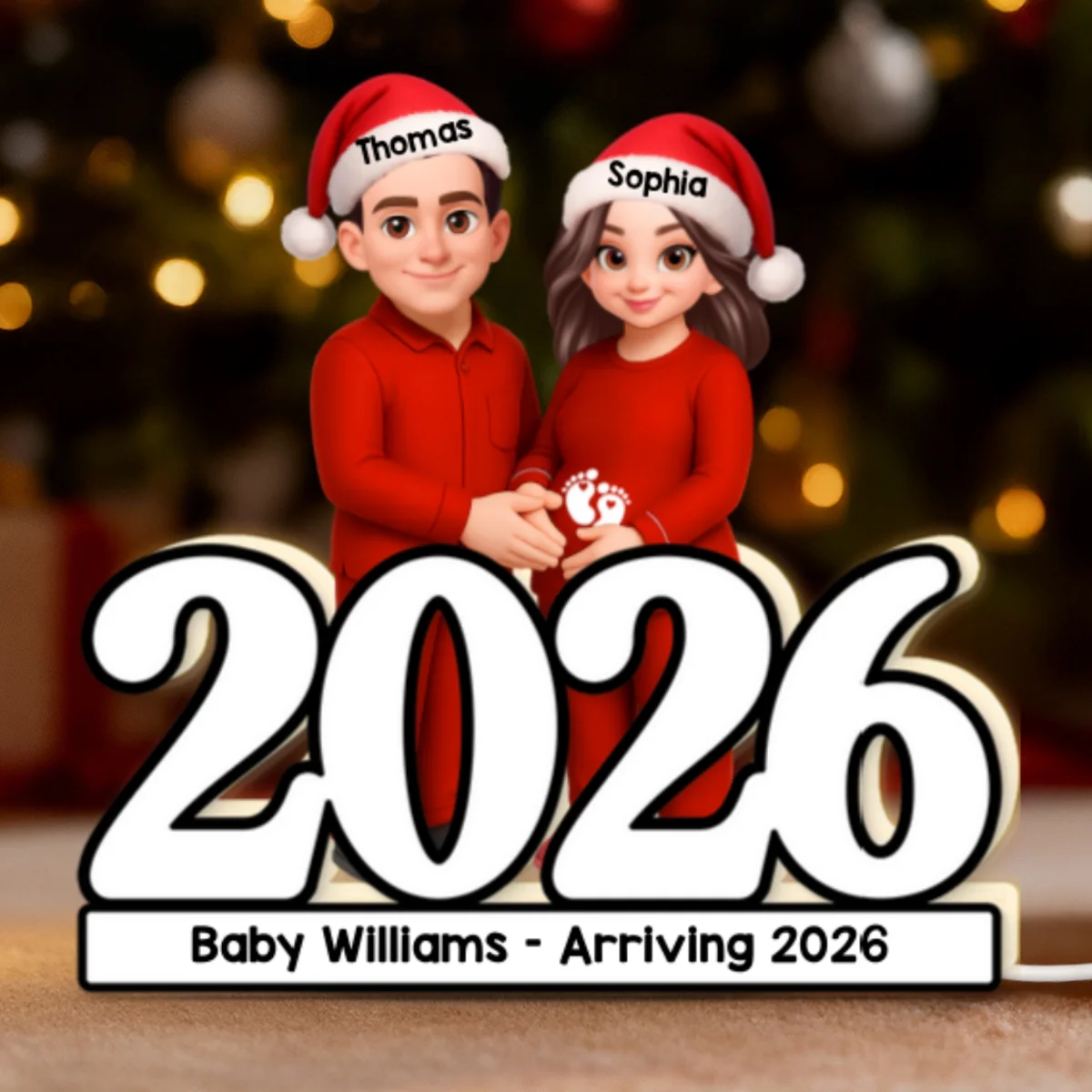 Expecting Parents Christmas Pregnancy Baby Arriving - Personalized Light Box - Image 8
