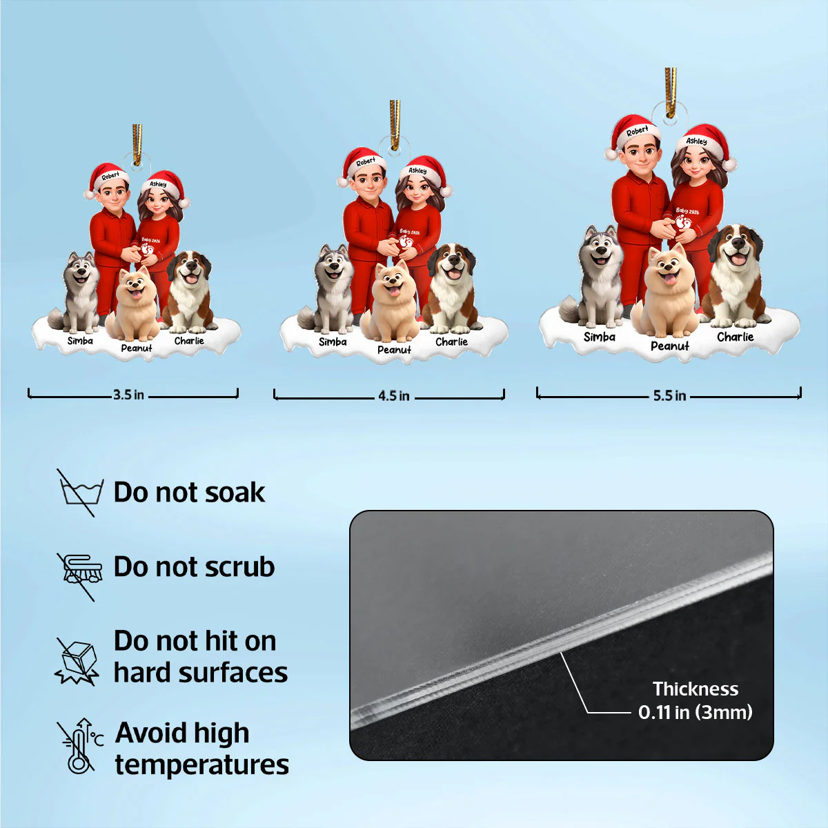 Expecting Parents Christmas Pregnancy Baby Arriving With Dogs - Personalized Acrylic Ornament - Image 7