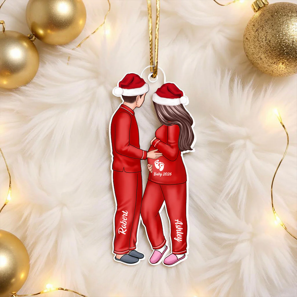 Expecting Parents Christmas Pregnancy Personalized Acrylic Ornament, Baby Arriving Ornament - Image 4