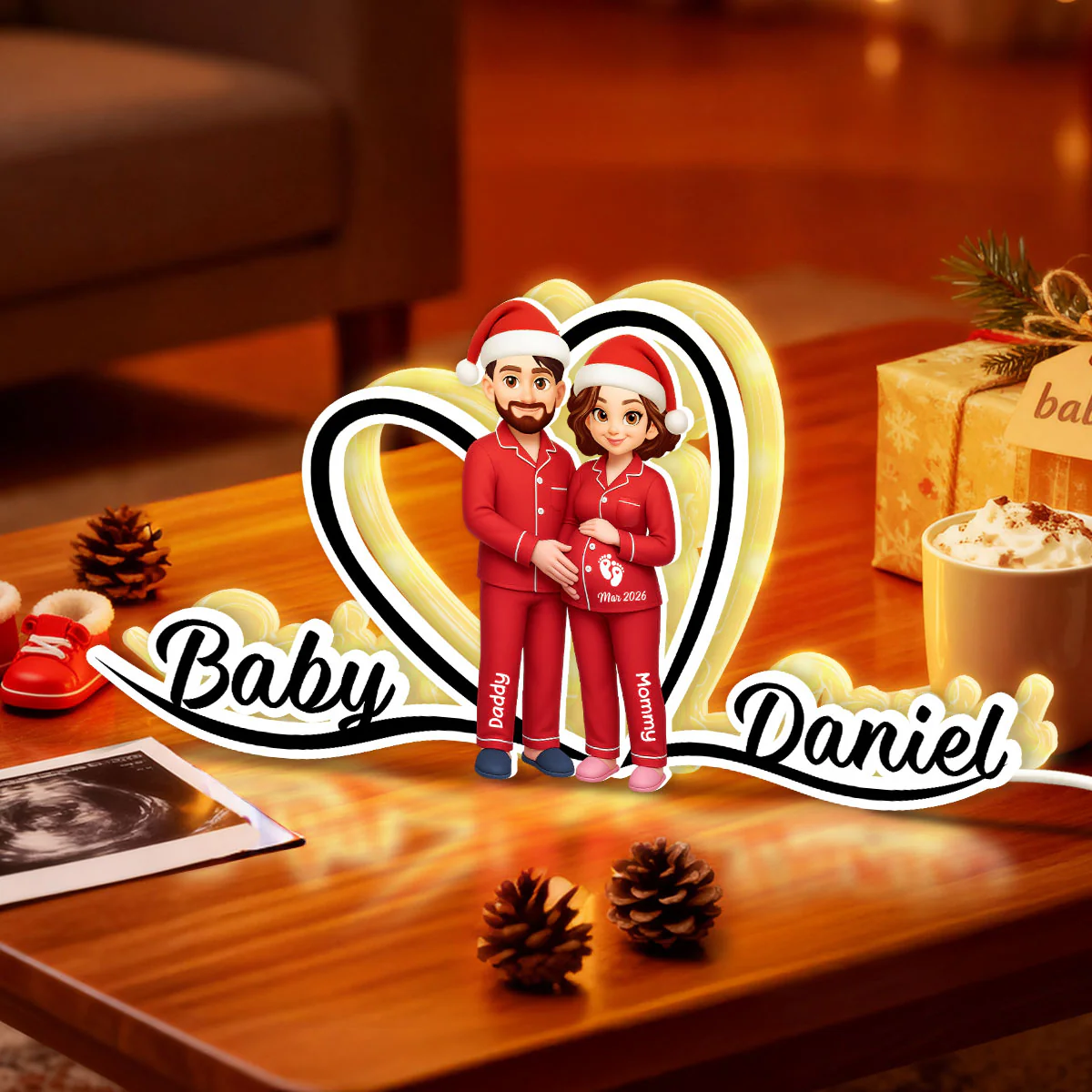 Expecting Parents Christmas Pregnancy - Personalized Light Box - Image 2