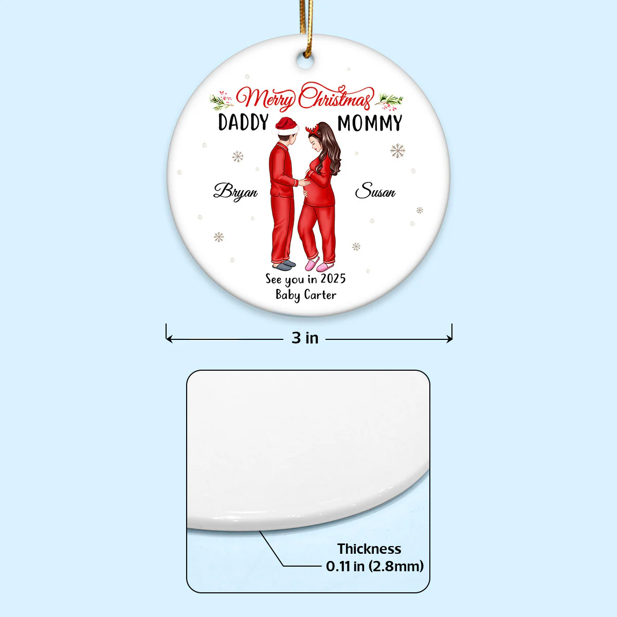 Expecting Parents Ornament, Merry Christmas Mommy Daddy, See You in 2025 Ornament - Image 11