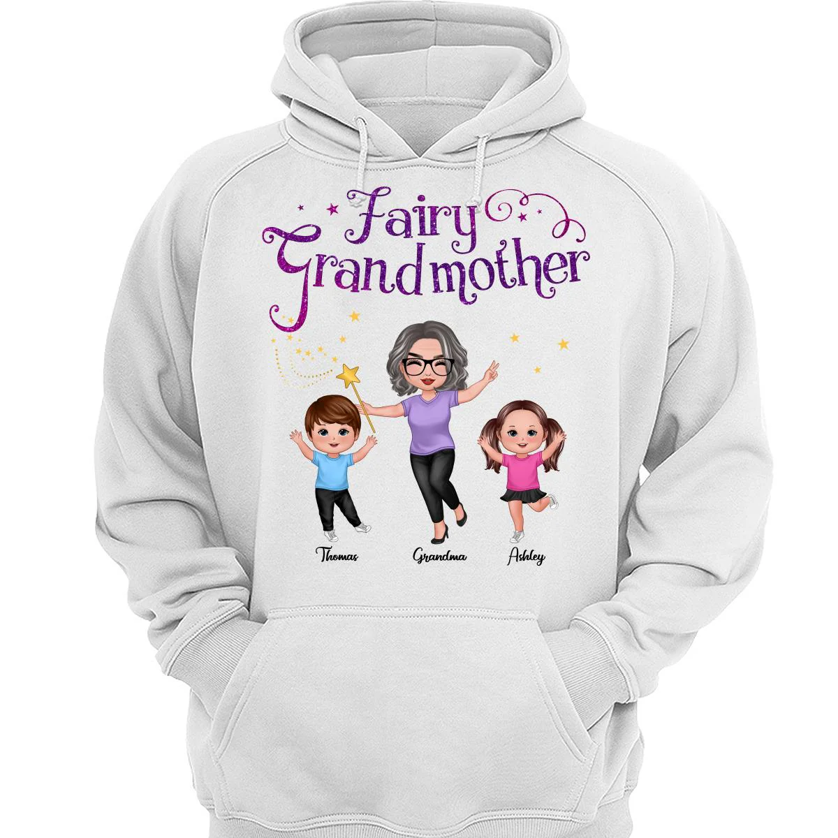 Fairy Grandmother Happy Doll Grandma And Grandkids Personalized Shirt - Image 3