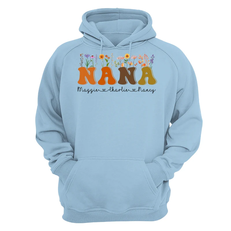 Fall Autumn Flowers Leaves On Text Grandma Mom Personalized Shirt - Image 16