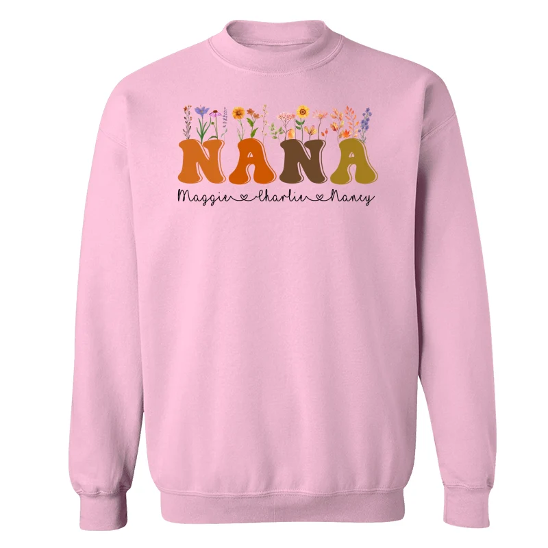 Fall Autumn Flowers Leaves On Text Grandma Mom Personalized Shirt - Image 19