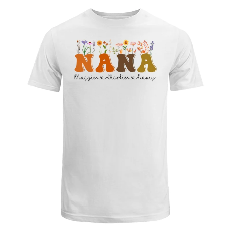 Fall Autumn Flowers Leaves On Text Grandma Mom Personalized Shirt - Image 5