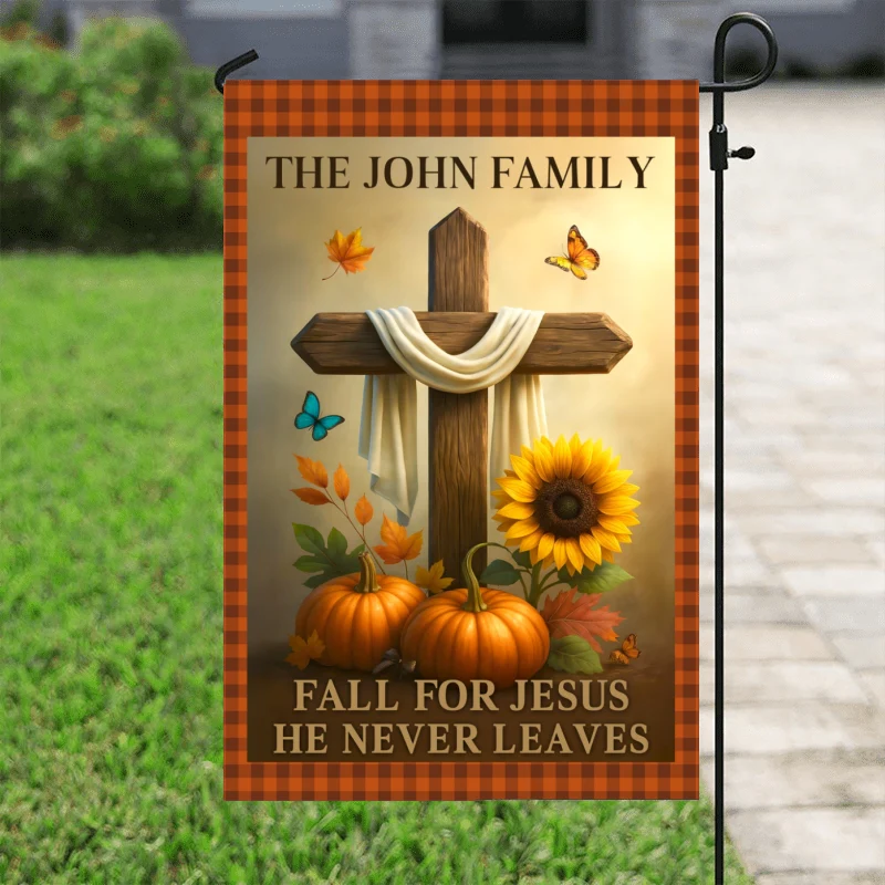 Fall for Jesus He Never Leaves Personalized Garden Flag, Fall Decor - Image 7