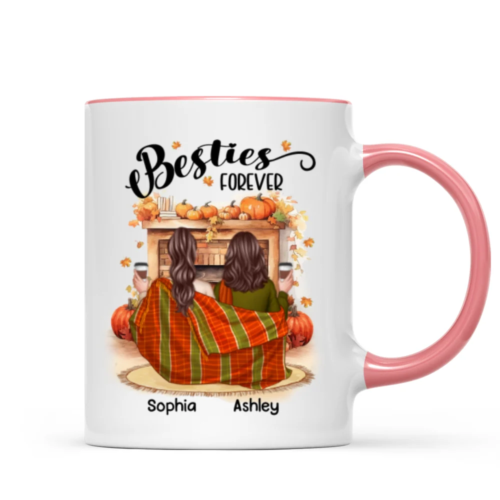 Fall Season Best Friends Sisters Fireplace Personalized Mug - Image 9
