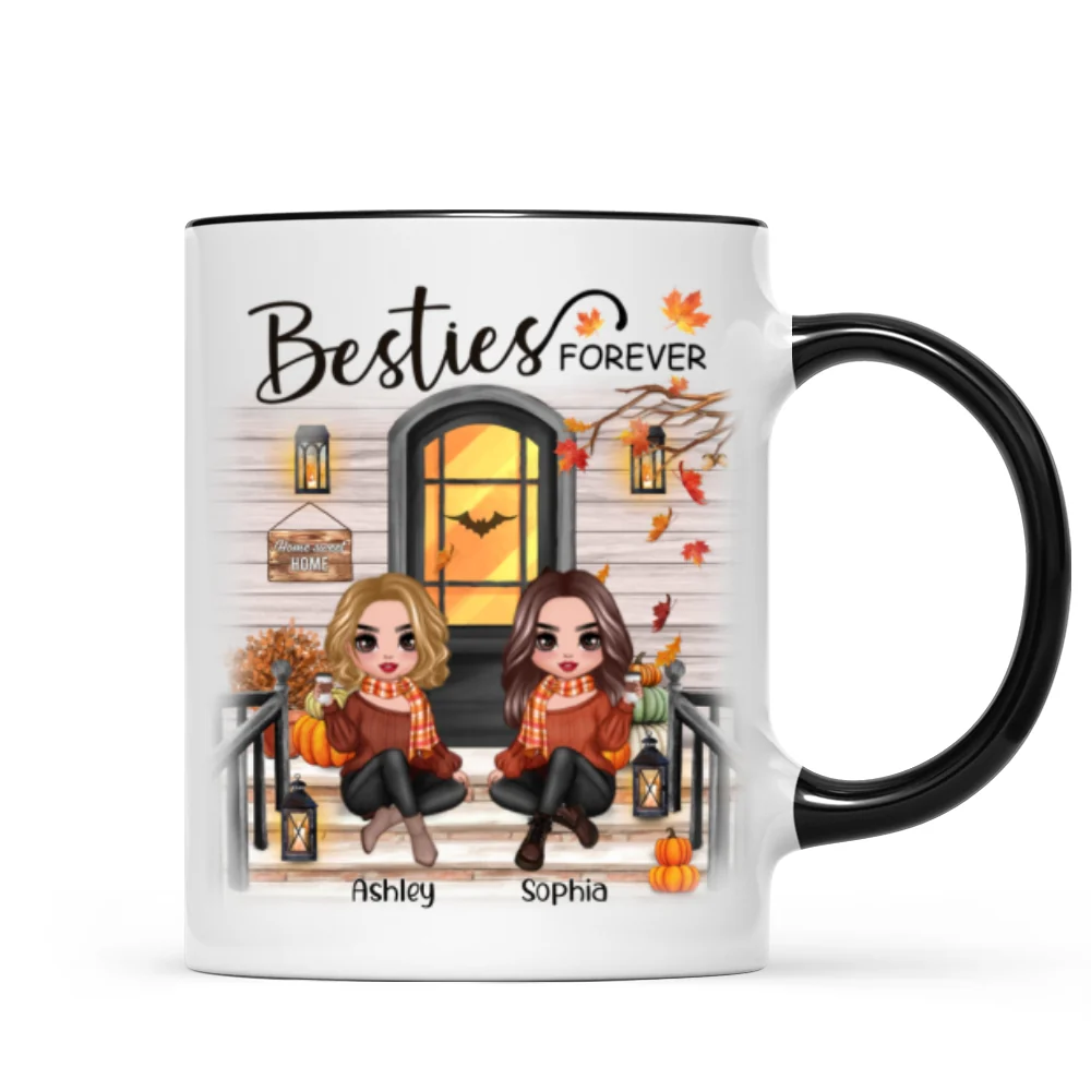 Fall Season Best Friends Sisters Front Porch Personalized Mug (11oz) - Image 5