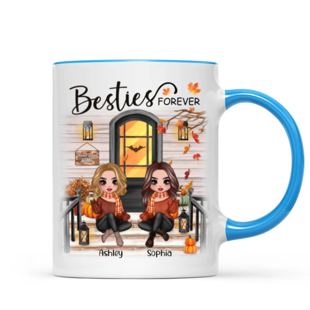 Fall Season Best Friends Sisters Front Porch Personalized Mug (11oz) - Image 8