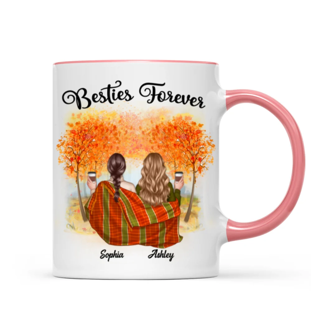 Fall Season Best Friends Sisters With Blanket In Forest Personalized Mug - Image 10