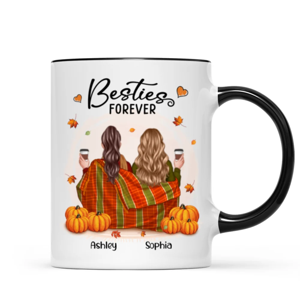 Fall Season Best Friends Sisters With Blanket Pumpkin Patch Personalized Mug - Image 6