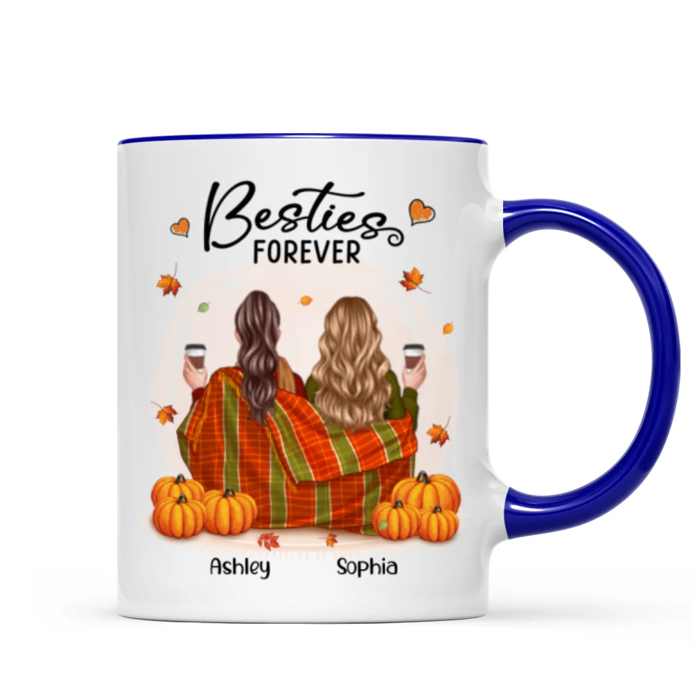 Fall Season Best Friends Sisters With Blanket Pumpkin Patch Personalized Mug - Image 7