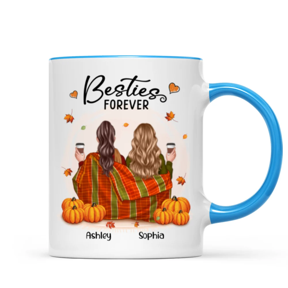 Fall Season Best Friends Sisters With Blanket Pumpkin Patch Personalized Mug - Image 9