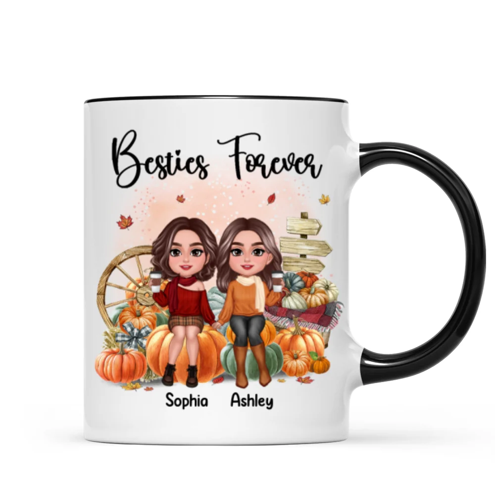 Fall Season Besties Sister Sitting On Pumpkins Personalized Mug - Image 6