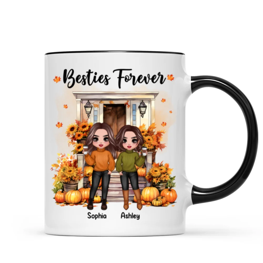 Fall Season Besties Sister Standing Front Door Personlized Mug - Image 5