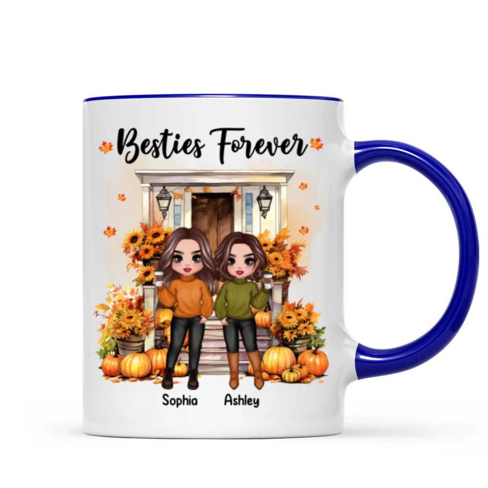Fall Season Besties Sister Standing Front Door Personlized Mug - Image 6