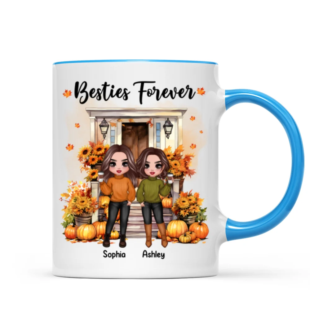 Fall Season Besties Sister Standing Front Door Personlized Mug - Image 8