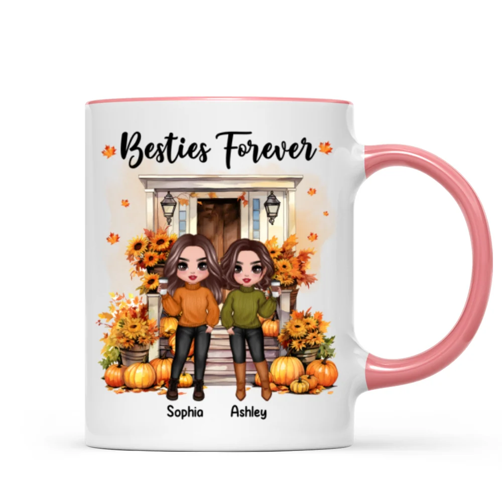 Fall Season Besties Sister Standing Front Door Personlized Mug - Image 9