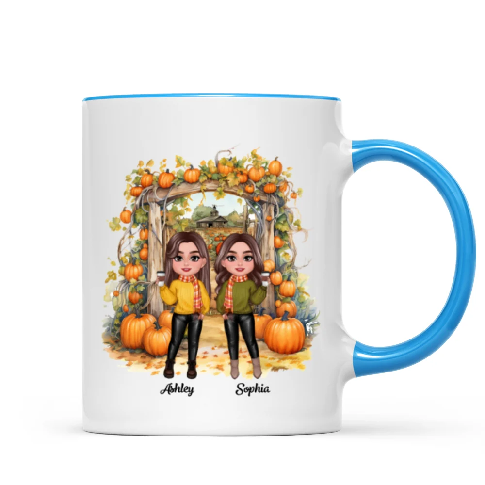 Fall Season Besties Sisters Pumpkin Patch Gate Personalized Mug - Image 8