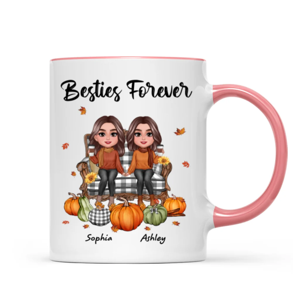 Fall Season Besties Sitting On Chair Personalized Mug - Image 10
