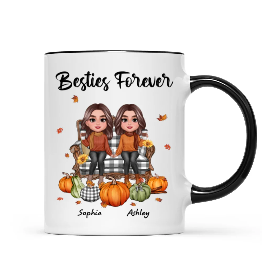 Fall Season Besties Sitting On Chair Personalized Mug - Image 6