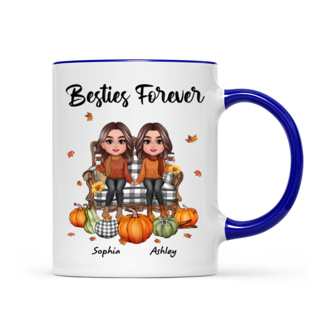 Fall Season Besties Sitting On Chair Personalized Mug - Image 7