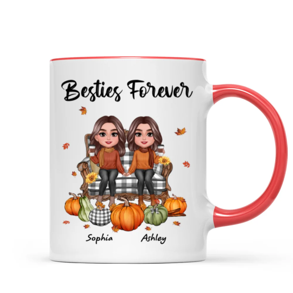 Fall Season Besties Sitting On Chair Personalized Mug - Image 8