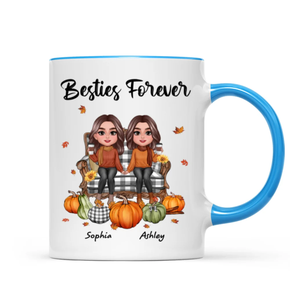 Fall Season Besties Sitting On Chair Personalized Mug - Image 9