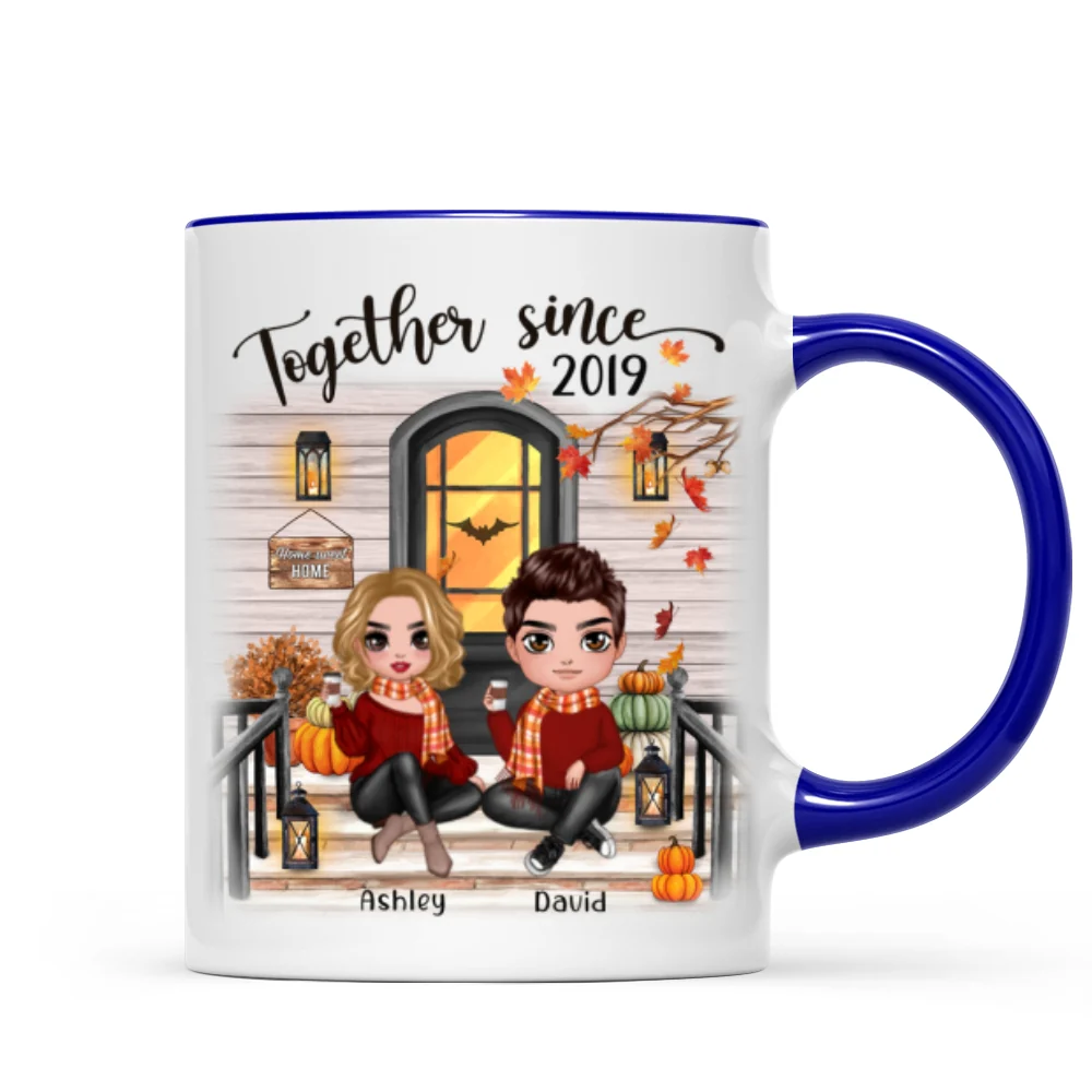 Fall Season Couple Front Porch Personalized Mug - Image 3