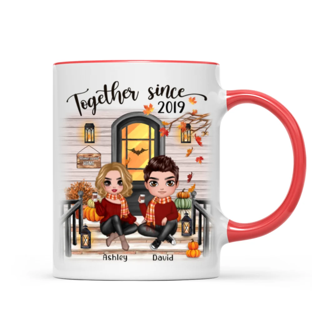 Fall Season Couple Front Porch Personalized Mug - Image 4