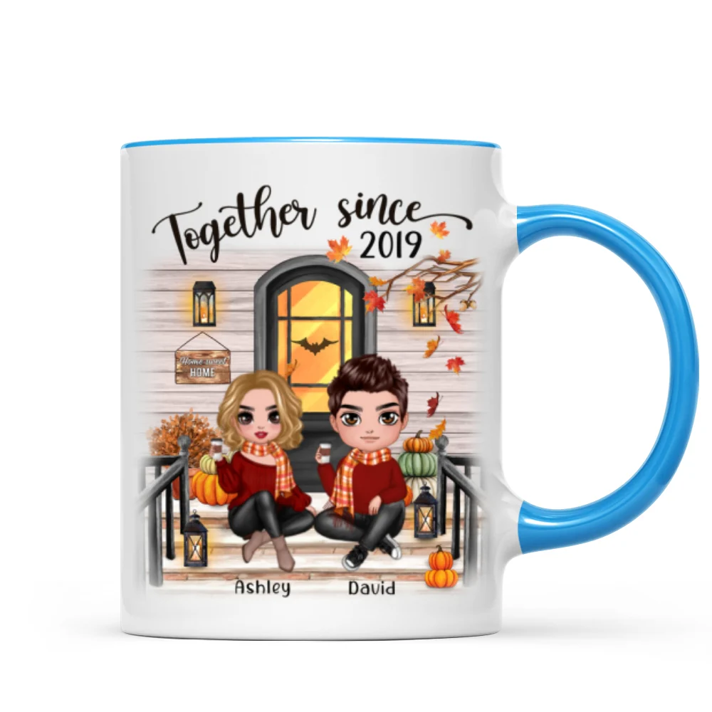 Fall Season Couple Front Porch Personalized Mug - Image 5