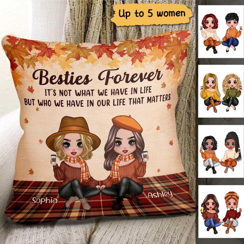 Fall Season Doll Best Friends Forever Personalized Pillow (Insert Included) - Image 2