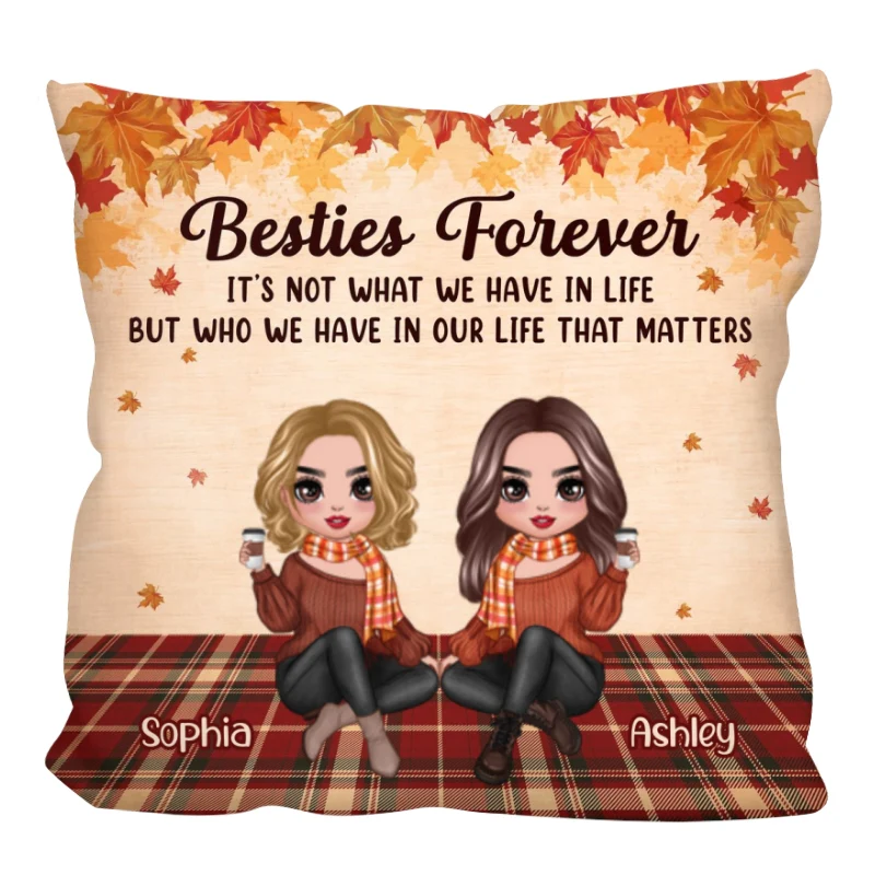 Fall Season Doll Best Friends Forever Personalized Pillow (Insert Included) - Image 3