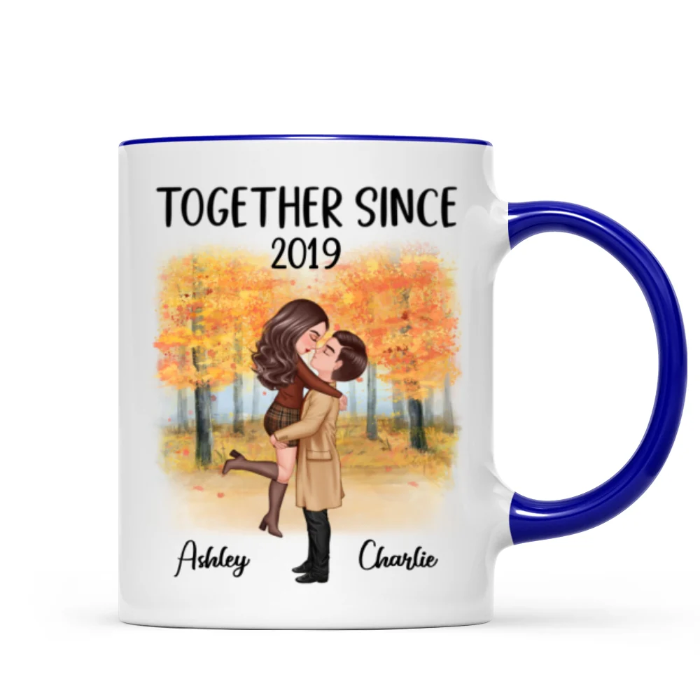Fall Season Doll Couple Kissing Hugging Personalized Mug - Image 6
